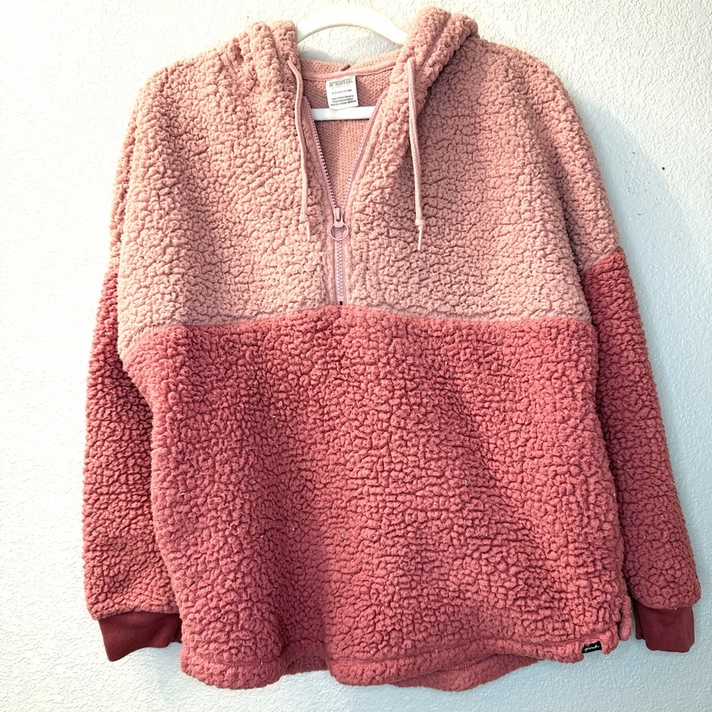 Victoria’s Secret PINK Colorblock Sherpa 3/4 Zip Hoodie